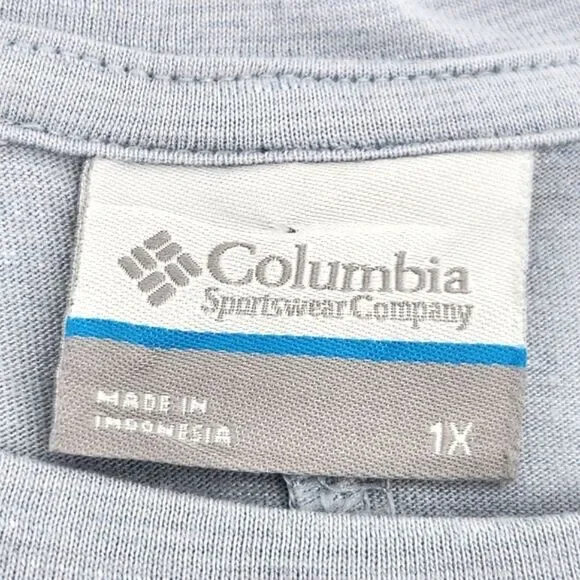 Columbia Cades Cape T-Shirt Tee Top Women Size 1X Light Blue Short Sleeve Pocket - Picture 4 of 7